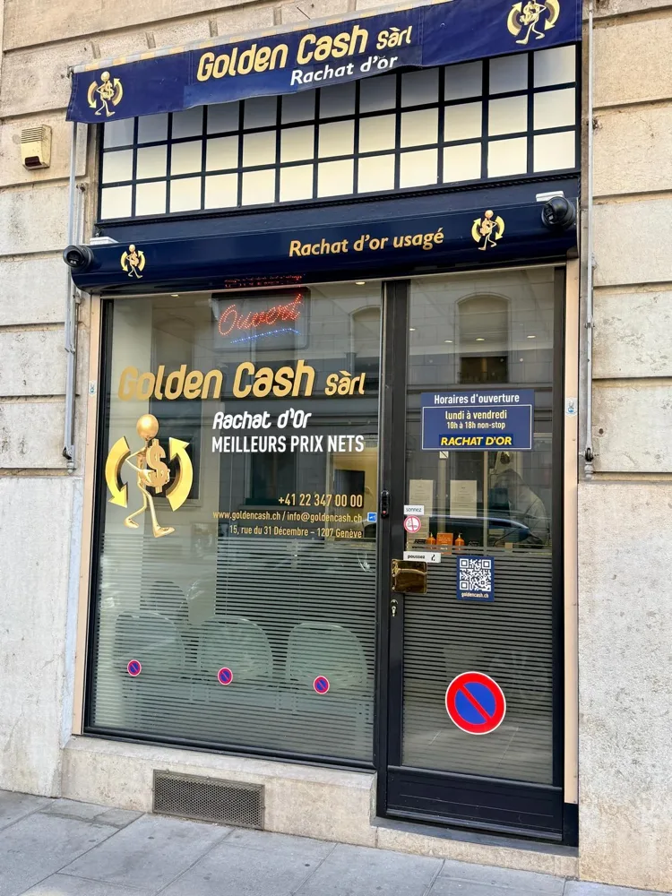 Façade de l'agence Golden Cash · quartier des Eaux-Vives, Genève