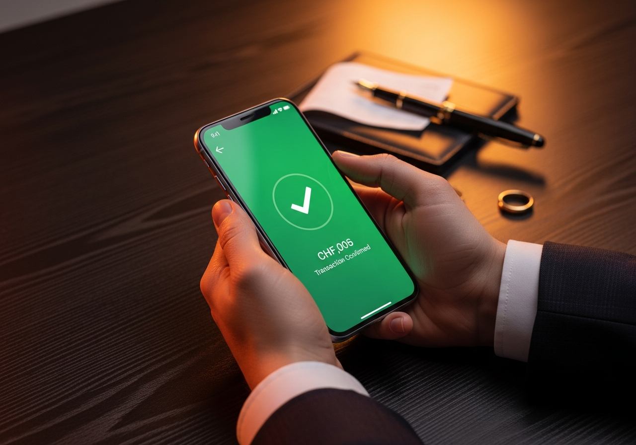 Virement bancaire confirmé · transaction quittancée chez Golden Cash Genève